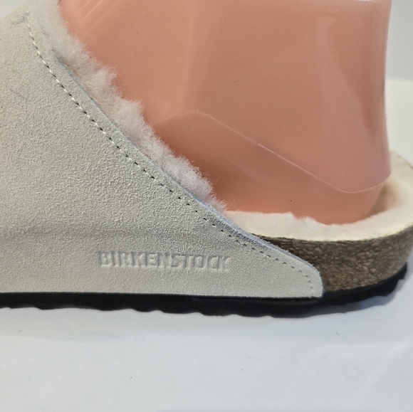 Birkenstock White Arizona Shearling Buckle Sandals 7 - Picture 10 of 12